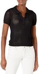 Calvin Klein Jeans Open Stitch Cap Sleeve Polo Shirt, Black, Large, Black, Large