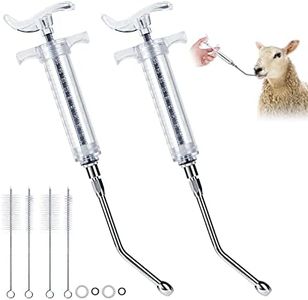 GINDOOR 2 Pieces Reusable Goats Syringe with 2 Drench Nozzle, Adjustable Dosage Detachable Sheep Drench Livestock Syringe for Sheep Baby Goat Supplies - 20ML