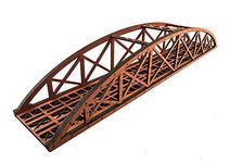 War World Scenics Single Track Red High Detail MDF Bowstring Bridge 450mm – OO/HO Gauge Scale Model Railway Diorama Modelling Layout Scenery Landscape Rail Structure