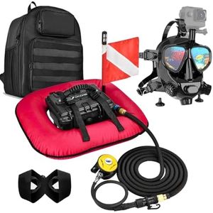 DCCMS Diving System,Tankless Snuba Diving Ventilator with Rechargeable Batterys, Hookah Dive System Scuba Lung Tank (Red) (Red Mask)