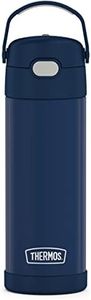 THERMOS FUNTAINER 16 Ounce Stainless Steel Vacuum Insulated Bottle with Wide Spout Lid, Navy