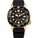 Citizen Mens Promaster Dive Eco-Drive Watch 44mm Gold-Tone Stainless Steel Case Black Polyurethane Strap with Black Dial (BN0152-06E)