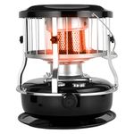 Kerosene Heater Indoor, 9000 BTU, Portable Use, Black - Cordless Heater for Home, Garage, Basement, and Camping