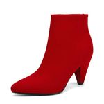 DREAM PAIRS Women's Red Suede Pointed Toe High Heel Ankle Booties Size 11 B(M) US Kalila