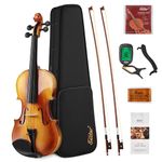 Eastar EVA-330 Full-Size 4/4 Violin Set For Beginner Student with Hard Case, Rosin, Shoulder Rest, Bow, Clip-on Tuner, Extra Strings