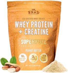 B.rad Superfuel - Grass Fed Whey Protein Isolate Boosted with Creatine Monohydrate | Farm-Fresh, Easy-to-Digest, Clean Ingredients | 2 Pounds | Muscle Support | 100% USA Sourced | Peanut Butter