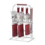 Cambridge Silversmiths Temptation Red 16-Piece Flatware Set Rack