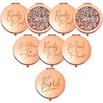 8 Pieces Magnifying Compact Mirror Compact Cosmetic Mirror Pocket Makeup Mirror with Handheld for Bridesmaid Gifts, Bridal Shower Gifts, Wedding Travel