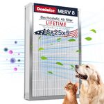 Demiwise 16x25x5 MERV 8 Electrostatic Air Filter, Washable Aluminum AC/HVAC Furnace Filter, Reusable Permanent Air Filter, Lasts a Lifetime, Easy to Install, Healthier Home/Office Environment