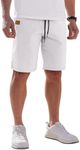 COOFANDY Men Flat Front Shorts Elastic Waist Casual Shorts Walk Lounge Shorts White