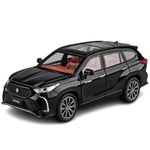 Invite Enterprise 1:24 Crown Kluger SUV Metal Diecast Alloy Car Model Simulation Toyota Off Road Vehicle with Sound Light Collectibles Kids Birthday Gifts(Black)