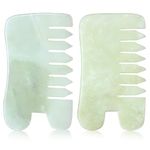 BBTO 2 Pcs Jade Comb Massage Guasha Comb Guasha Scraping Scalp Comb Birthing Comb for Labor Pain Multifunctional Handheld Head and Massage Tools for Head Caring, Relax Birth (Classic Style)