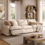 POVISON 121'' Wall Hugger Power Reclining Sofa, Oversized Modular Electric Recliner RV Loveseat with USB Charging & Storage, Heavy Duty Modern Home Theater Seating for Living Room, Adjustable, Beige