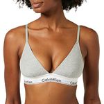 Calvin Klein - Women's Unlined Triangle Bralette - Modern Cotton - 53% Cotton 35% Modal 12% Elastane - Grey - Semi-sheer Lace - Supportive Elastic Underband - No Padding - Size XS