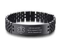 VNOX Free Custom Engraving Elegant 15mm Width Medical Alert Emergency ID Bracelet for Men Women,Adjustable 7.8-8.4 inches
