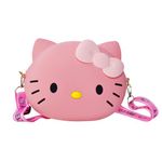 Kawaii Kitty Bag with Adjustable Shoulder Strap, Zipper Handbag Cute Kitty Coin Wallet Purse Shoulder Bag, Coin Pouch for Gifts Women Birthday - White, Cat Pink