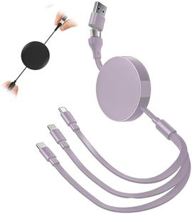 linseyCove Multi 3 in 1 Retractable Charging Cable, 2026 New Multi Charging Cable, Portable Charging Cable for Travel, Fast Charging Cable for Business Users (Purple)