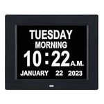 TMC [2023 New Clock with Day and Date for Elderly-Digital Clock Large Display with 12 Alarm Options,Dementia Clock Large Number Digital Clocks for Seniors(8-inch,Black)