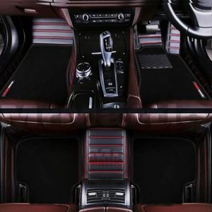 10D Car Foot Mat for D MAX | Premium Leather | Luxurious & Elegant Look | Waterproof and Washable | Custom Fitted Car Floor Mat - Black with Red