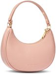 Half Moon Bag for Women - Faux Leather Crescent Bag with Anti Theft RFID Protection & Adjustable Shoulder Strap - Luna Bag with Gold Zippers & Anti Pickpocket Clip - Everyday Moon Shaped Purse, Blush