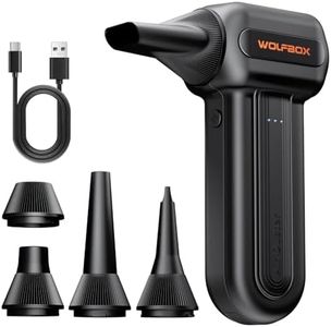 WOLFBOX MF60 Compressed Air Duster-110000RPM Super Power Electric Air Duster, 3-Speed Adjustable Rechargeable Cordless Air Blower with Fast Charging for PC Keyboard Cleaning, Car, Home, 5 Nozzle