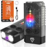 UniqueFire V10 Mini EDC Rechargeable Flashlight 1000 High Lumens, 365nm UV Blacklight 12 Modes Multi-Color Light Source, Small Pocket Keychain Light with Magnetic Base & Beeping Alarm