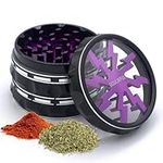 Grinder, 2.5 Inch Spice Grinder, Aluminium Alloy Manual Grinder (Black+Purple)