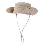 Waterproof Sun Hat Men UPF 50 Wide Brim Ladies Sun Hats Foldable with Ponytail Hole Summer Safari Hat for Fishing Beach Small Head Beige M