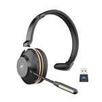 Bluetooth Headset v5.3,45Hrs Wireless Headset With Microphone For Laptop,QCC Chip on Ear Headphones Noise Canceling,With USB Dongle & Mute Button, For Pc/Mobile Phones/Skype/Ms Teams/Zoom/Office