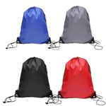 KAZIPA Drawstring Backpack Bags,4Pcs Polyester Drawstring Gym Backpack Bag,Water Resistant String Backpack Bag for Sports & Storage,Gym,Traveling (Blue,Black,Red,Gray)