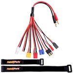 Hobbypark RC Lipo Battery Charger Adapter Connector Splitter Cable 8 in 1 Convert Wire 4.0mm Banana Plug to T Plug Deans, TRX, Tamiya, XT60,EC3, JST, Futaba