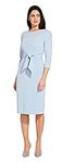 Adrianna Papell Women's Bow Sheath Dress with Three Quarter Sleeves, Blue Mist, 10