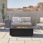 Real Flame Aegean 42in Rectangle Propane or Natural Gas Fire Pit Table, 50,000 BTU, Powder-Coated Steel, Push-Button Ignition, CSA Certified, Lava Rock, Storage Cover, Stainless Steel Burner with Lid
