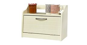 Elegant Brands Bread Bin, buttermilk, Freestanding Work Top Storage. Shelf above, Traditional design from the Minack Range