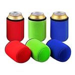 TAGVO Can Sleeves, Insulated Beer Can Sleeve Covers Easy-On Can Cooler Set of 6 - Assorted Colour, Machine Washable, Durable, Neoprene with Stitched Fabric Edges