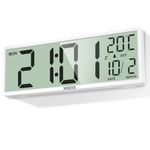 XREXS 14.5'' Large Digital Wall Clock, Battery Operated, Auto DST/Day/Date/Alarm/Temperature, Large Digital Clock for Living Room, Bedroom, Desk Decor
