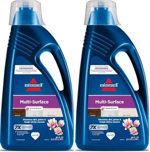 Bissell Multi-Surface Solution,for use in CrossWave and Other Leading Hard Surface and Area Rug Cleaners,80oz,Dissolves Dirt,Grime,and-Tough Sticky Messes,(Pack of 2)