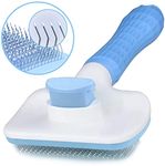 Foodie Puppies Grooming & Cleaning Thin Slicker Brush for Dogs & Cats | Self Clean Brush for Shedding | Gently Removes Loose Undercoat, Mats and Tangled (Rectangular, Medium) (Color May Vary)