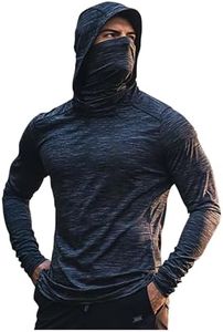 Men' Performance Fishing Hoodie Shirt UPF 50+ Sun Protection Long Sleeve UV SPF T-Shirts Rash Guard with Face Mask