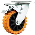Krevia 8 Inch 360 Degree Swivel Caster Wheels | Large Caster Wheel Heavy Duty Locking Bearing Industrial Casters with Brake | Noise-Free Swivel Plate Caster Wheels for Cart, Furniture, Workbench 1pc