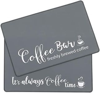SHACOS Coffee Mat 2pcs 12x19” Coffee Bar Mat Absorbent Non-Slip Coffee Maker Mat for Countertops Coffee Bar Accessories Coffee Dish Drying Mat for Coffee Station Waterproof, Grey