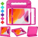 BMOUO Kids Case for iPad 9th/8th/7th Generation, iPad 10.2 2021/2020/2019 Case with Screen Protector, Shockproof Convertible Handle Stand iPad 9th/8th/7th Generation Case for Kids Toddlers, Rose