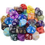 AUSTOR 42 Pieces Polyhedral Dice Set Mixed Color Game Dice 10 Sides DND Dice Assortment with a Black Velvet Storage Bag for DND RPG MTG Table Games