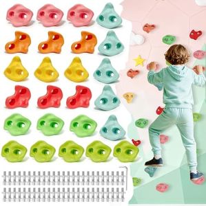 SREHRLY 25 PCS Rock Climbing Holds for Kids, Extra Large Climbing Rock Wall Grips, Adult Rock Wall Holds Rock Wall Climbing Kit with Hardware for Indoor and Outdoor Climbing Wall Holds（Pastel Color）