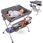 KRLZ Baby Changing Table,Foldable Baby Diaper with Wheels, Portable Infant Dresser Station, Height Adjustable, Great for Home/Hotel/Travel