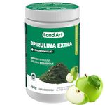 Certified Organic Fresh Spirulina Extra Powder 300g - Improved with Bioavailable Chlorophyll Added - Apple Flavour - Clean Source - 3rd party tested - Measuring Spoon Inside - Made in Canada