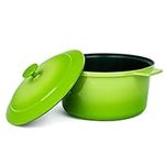 Granitestone Lightweight Dutch Oven Pot with Lid, 5 Qt Nonstick Dutch Oven Pot, 10 in 1 Enamel Dutch Oven for Baking Bread, Heat Preserving, Stovetop Oven & Dishwasher Safe, 100% Toxin Free–Green