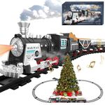 Electric Train Set Train Toys with Smokes,Lights& Sound Kids Rechargeable Battery Train Set with Steam Locomotive, Cargo Cars & Tracks for 3 4 5 6 7 8+ Year Old Boys Girls Birthday