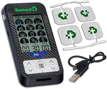 TESMED Trio 6.5: Électrostimulateur Musculaire Rechargeable par USB - 36 Programmes, 40 Niveaux d'Intensité, 4 Électrodes - EMS, TENS et Massage - Idéal pour Fitness et Thérapie de la Douleur