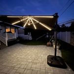 PURPLE LEAF 10 Feet Patio Umbrella Outdoor Cantilever Solar Powered LED Square Umbrella Aluminum Offset Umbrella with 360-degree Rotation for Garden Deck Pool Patio, Grey